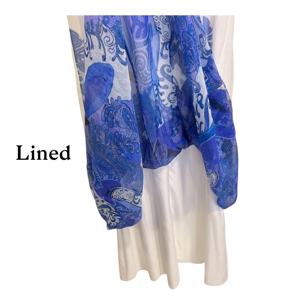 Aidan Mattox Ethereal Goddess Chiffon Gown Blue Porcelain Grecian Coastal Size 0 - Picture 5 of 13